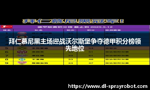 拜仁慕尼黑主场迎战沃尔斯堡争夺德甲积分榜领先地位